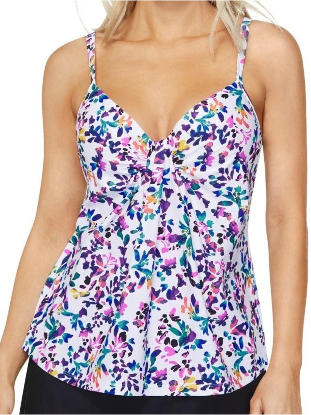 Island Escape White Floral Multicolor Underwire Swim Top